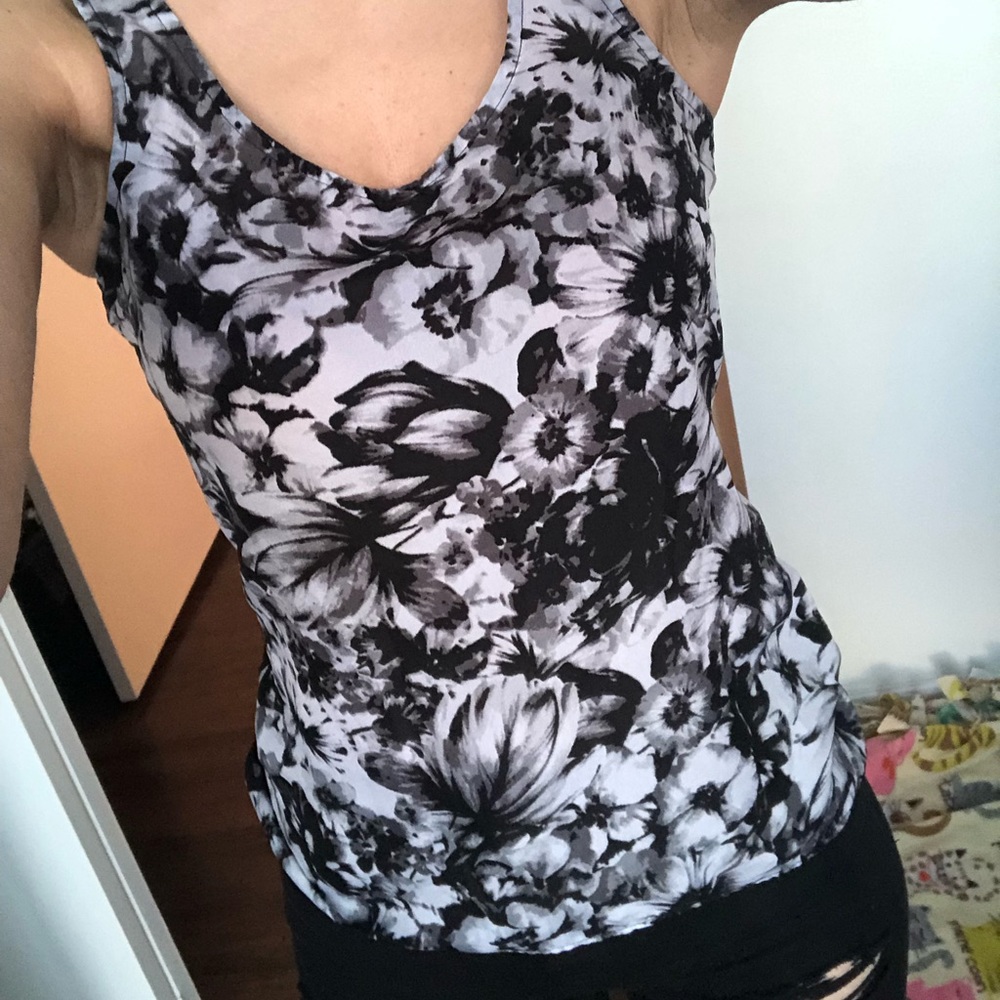 Floral black white express xs business tank